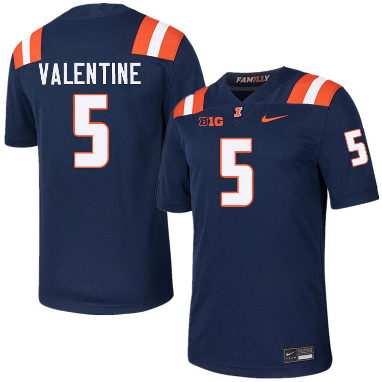 #5 Ca'Lil Valentine Illinois Fighting Illini Football Jersey,Uniforms-Navy #5 Ca'Lil Valentine Illinois Fighting Illini Football Jersey,Uniforms-Navy